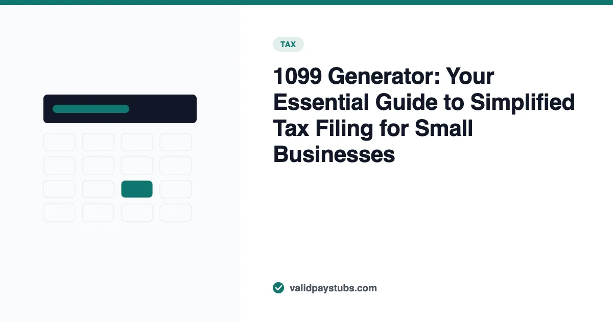 1099 Generator: Your Essential Guide to Simplified Tax Filing for Small Businesses — ValidPaystubs article illustration showing a calculator keypad