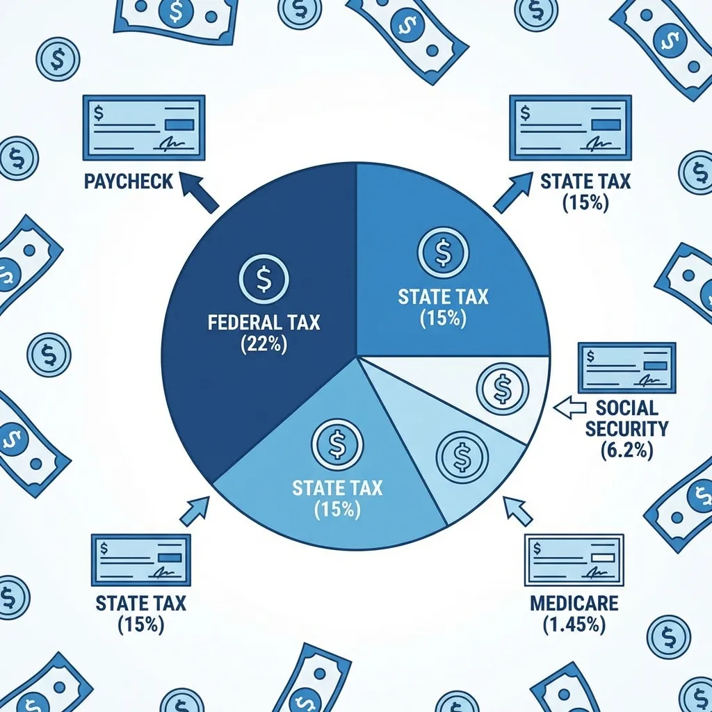 Educational graphic for How Much Tax is Taken Out of a Paycheck? 2026 Complete Calculator Guide - Tax guide