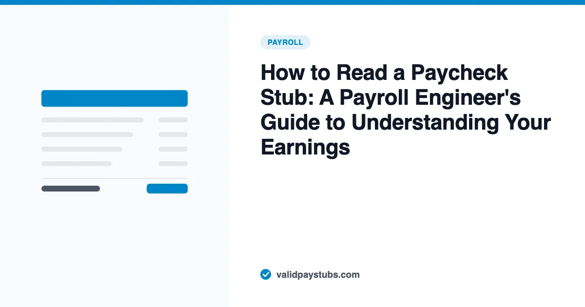 How to Read a Paycheck Stub: A Payroll Engineer's Guide to Understanding Your Earnings — ValidPaystubs article illustration showing a stylised pay stub
