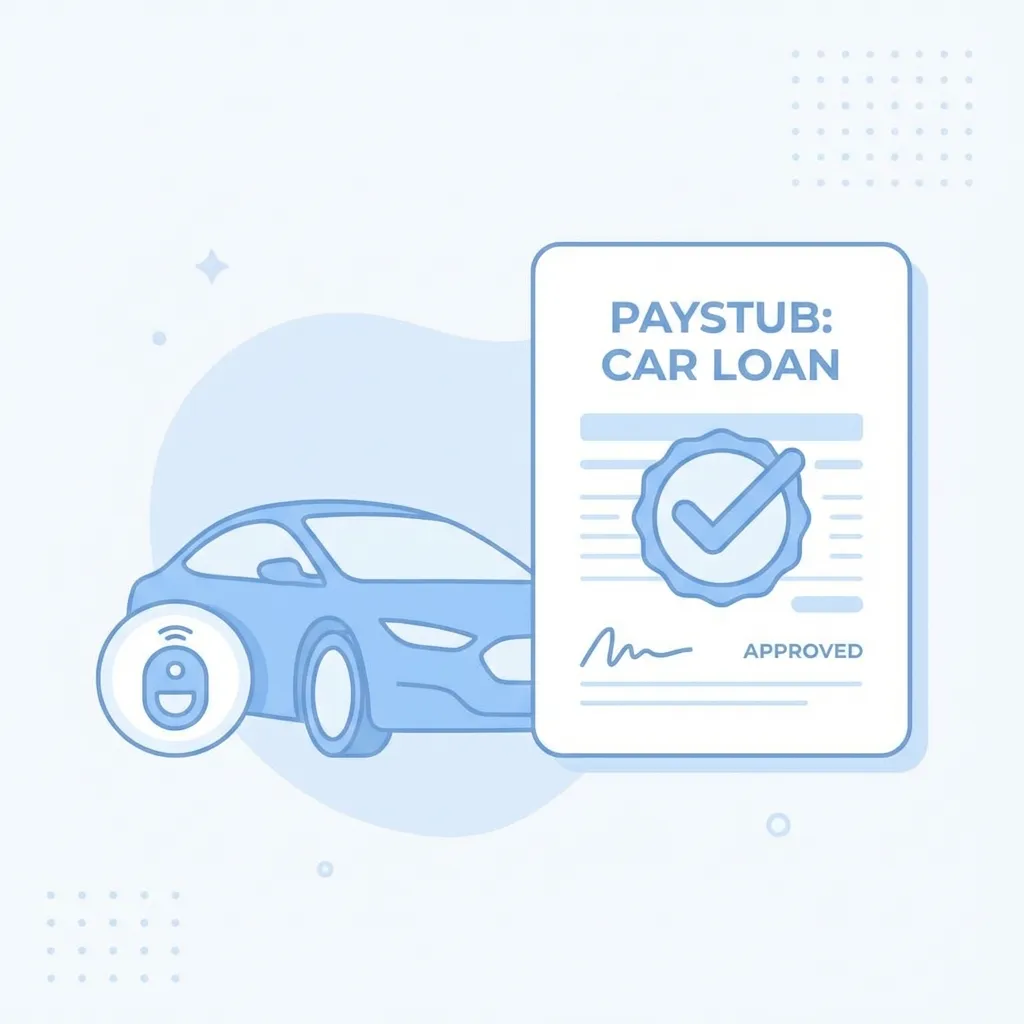 Educational graphic for Paystub for Car Loan: How to Create Proof of Income for Auto Financing (2026) - Use Cases guide