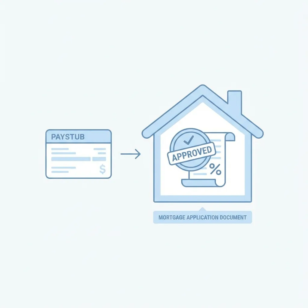 Educational graphic for How to Create Paystub for Mortgage Application: Lender Requirements 2026 - Use Cases guide