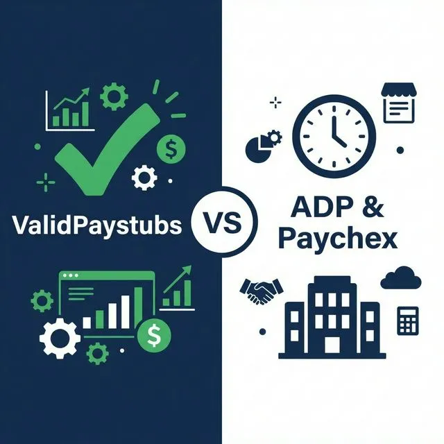 Educational graphic for ValidPaystubs vs ADP/Paychex: The Complete 2026 Comparison for Small Business Owners - Comparisons guide