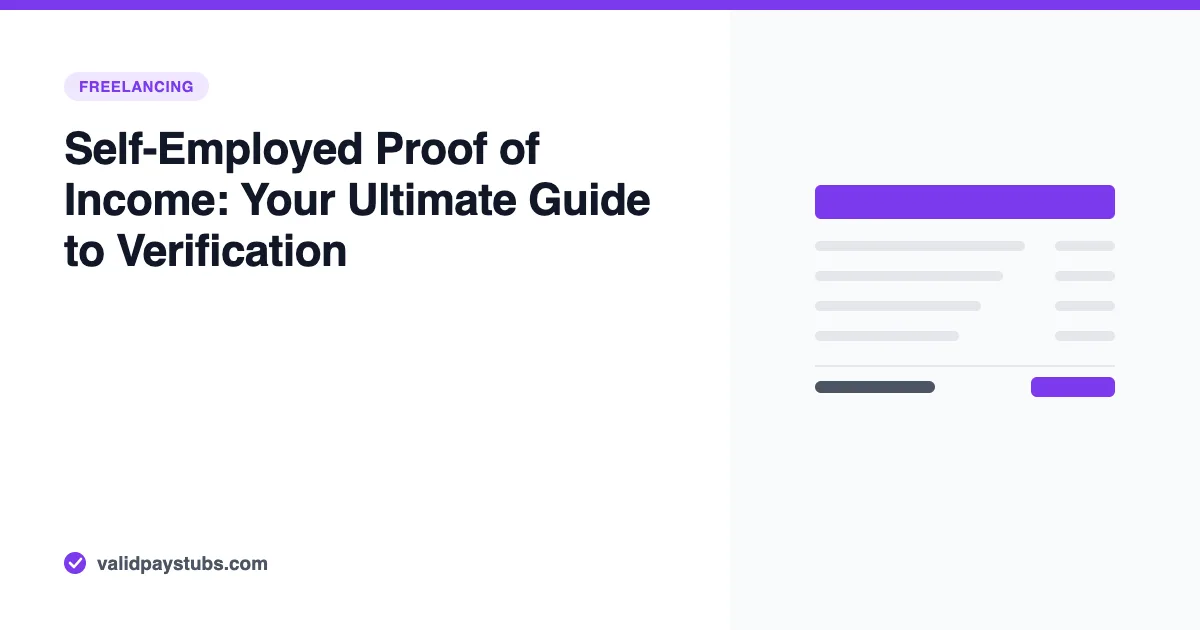 Self-Employed Proof of Income: Your Ultimate Guide to Verification — ValidPaystubs article illustration showing a stylised pay stub